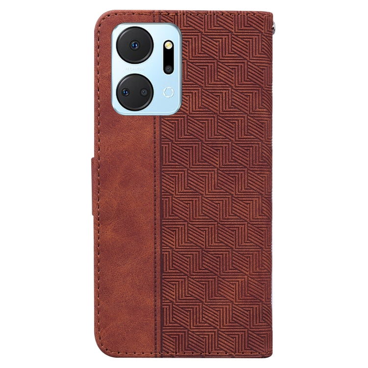 For Honor X7a Geometric Embossed Leather Phone Case