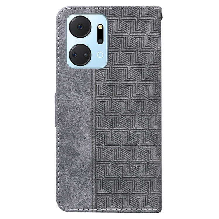 For Honor X7a Geometric Embossed Leather Phone Case