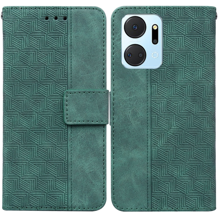 For Honor X7a Geometric Embossed Leather Phone Case
