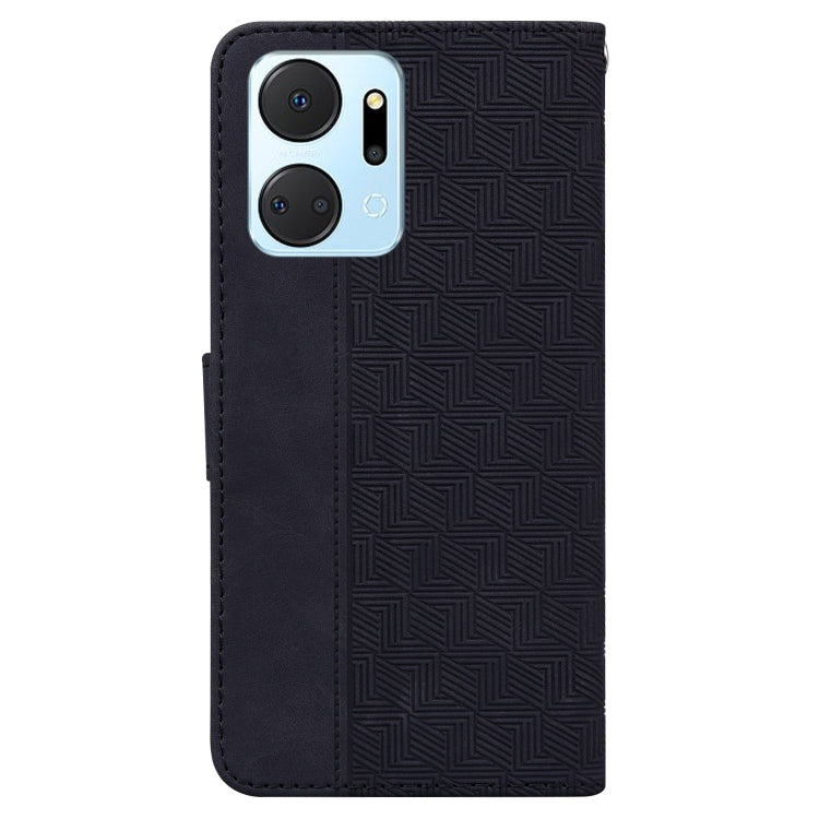 For Honor X7a Geometric Embossed Leather Phone Case
