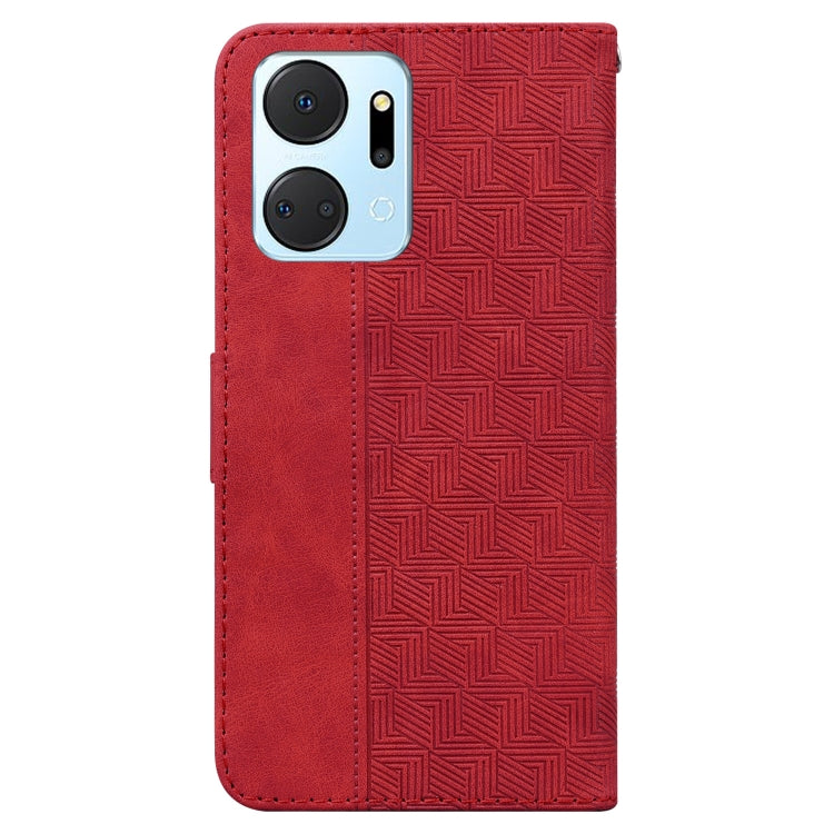 For Honor X7a Geometric Embossed Leather Phone Case