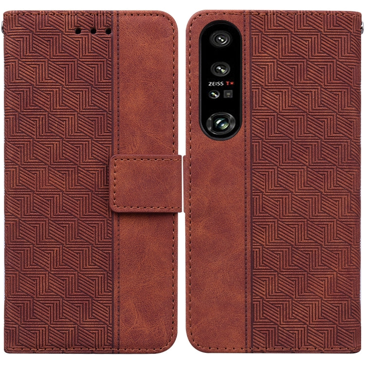 For Sony Xperia 1 IV 2023 Geometric Embossed Leather Phone Case