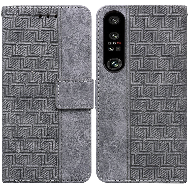 For Sony Xperia 1 IV 2023 Geometric Embossed Leather Phone Case