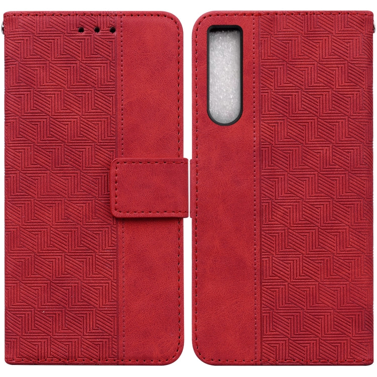 For Sony Xperia 10 IV 2023 Geometric Embossed Leather Phone Case