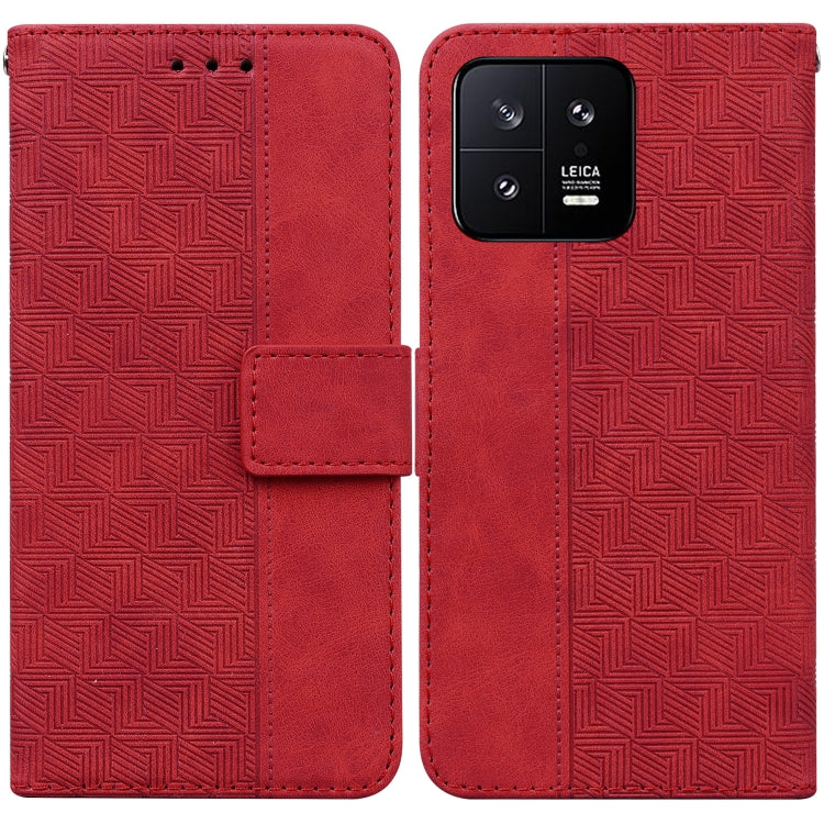 For Xiaomi 13 5G Geometric Embossed Leather Phone Case