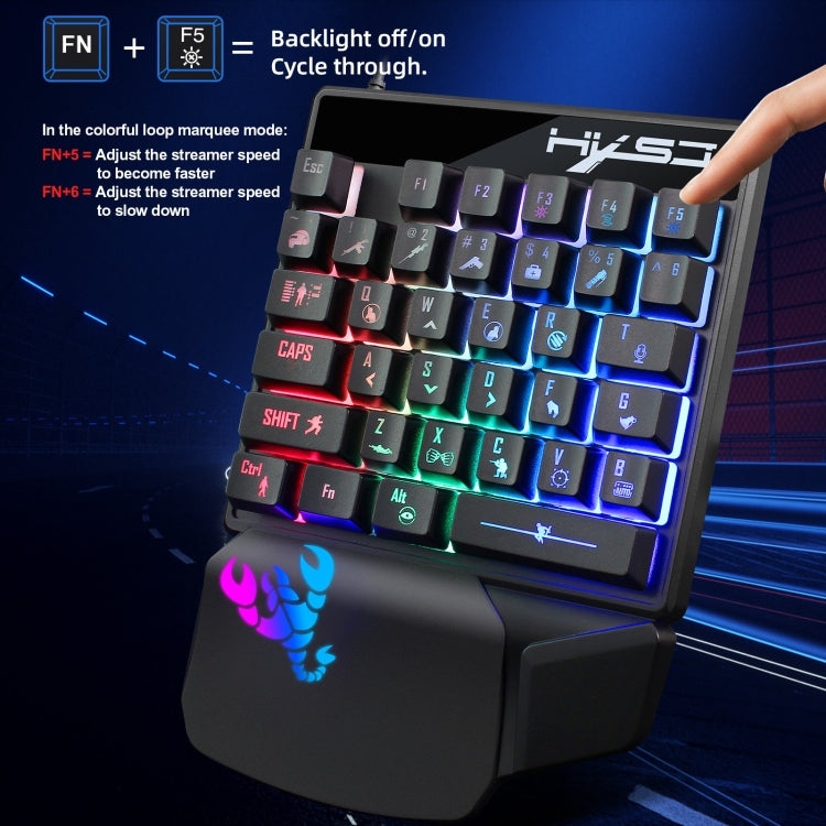 HXSJ V400 35 Keys One-Hand RGB Backlit Wired Gaming Keyboard