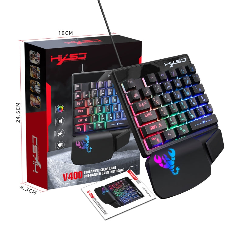 HXSJ V400 35 Keys One-Hand RGB Backlit Wired Gaming Keyboard