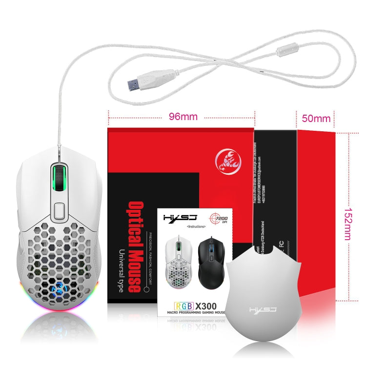 HXSJ X300 7200DPI RGB Backlight Interchangeable Back Cover Hole Gaming Wired Mouse