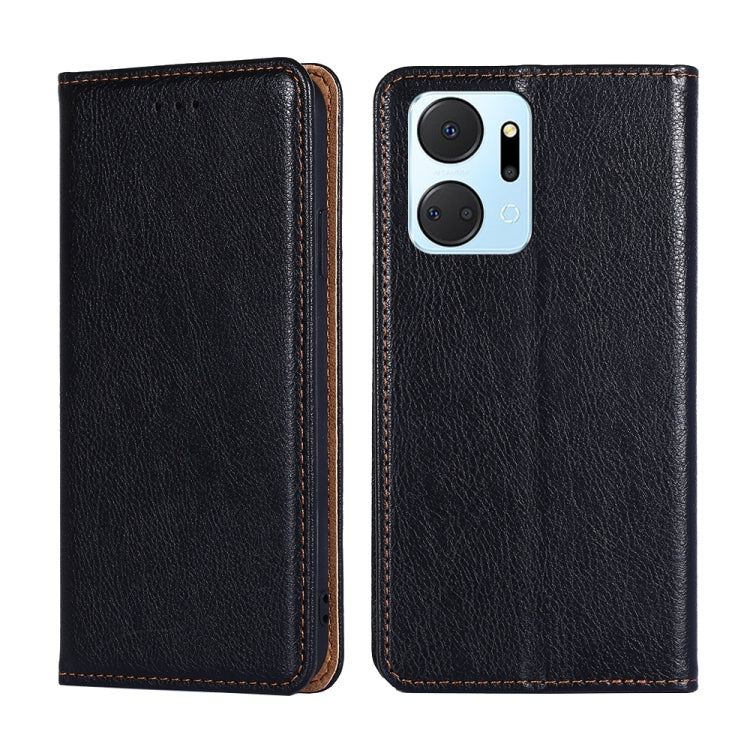 For Honor X7A Gloss Oil Solid Color Magnetic Leather Phone Case