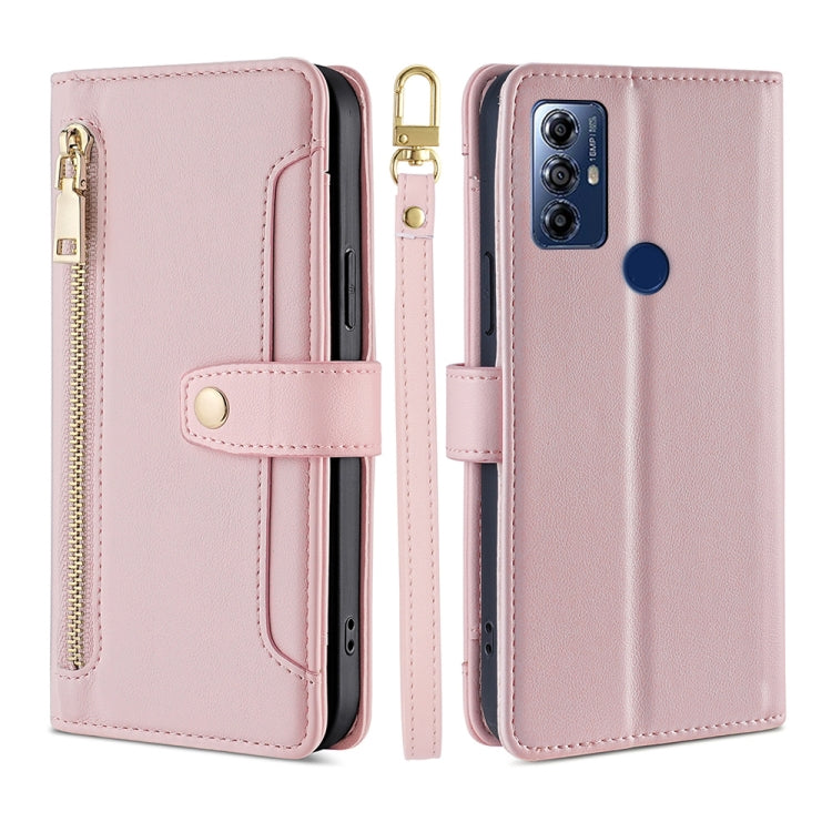 For Motorola Moto G Play 2023 Sheep Texture Cross-body Zipper Wallet Leather Phone Case