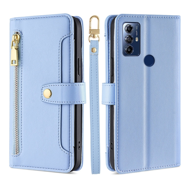 For Motorola Moto G Play 2023 Sheep Texture Cross-body Zipper Wallet Leather Phone Case