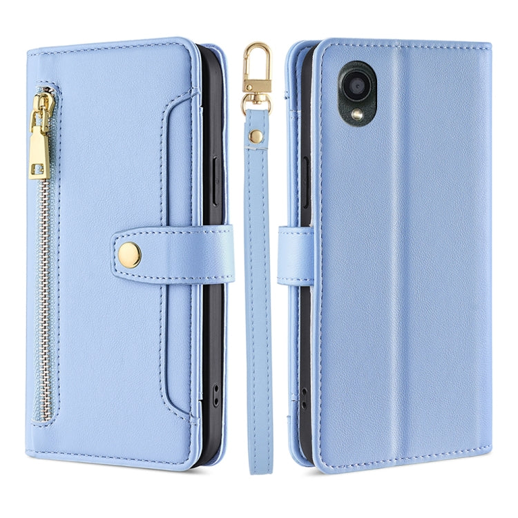 For Kyocera Digno BX2-Digno SX2-A101KC Sheep Texture Cross-body Zipper Wallet Leather Phone Case
