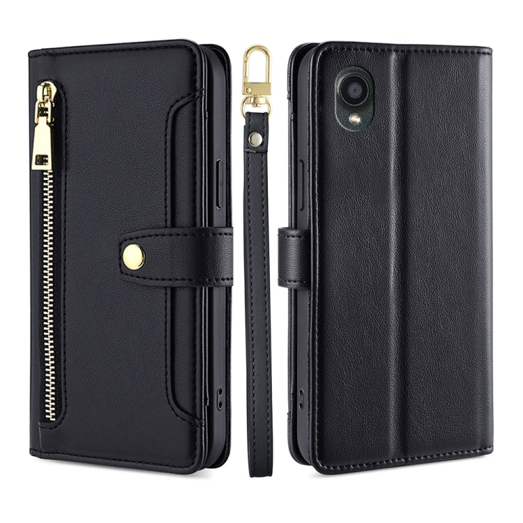 For Kyocera Digno BX2-Digno SX2-A101KC Sheep Texture Cross-body Zipper Wallet Leather Phone Case