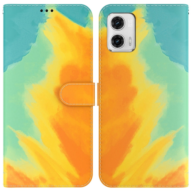 For Motorola Moto G73 Watercolor Pattern Flip Leather Phone Case