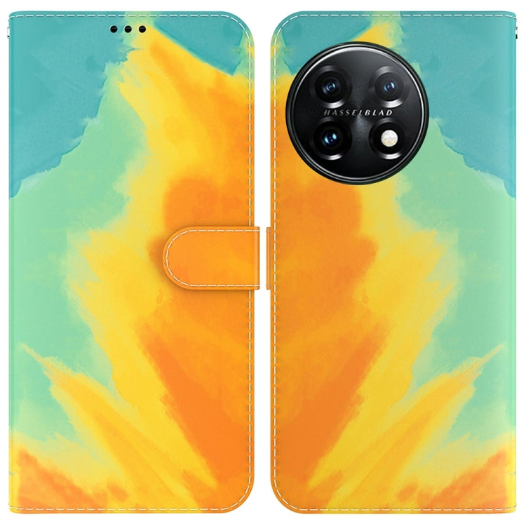 For OnePlus 11 Watercolor Pattern Flip Leather Phone Case