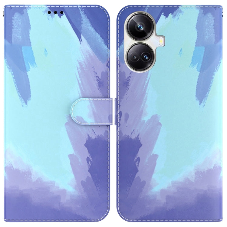 For Realme 10 Pro+ Watercolor Pattern Flip Leather Phone Case