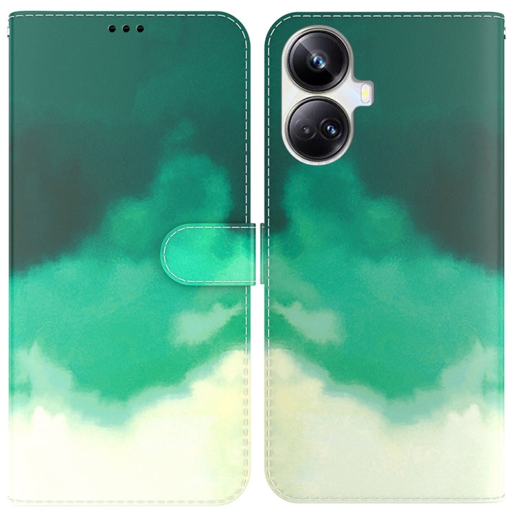 For Realme 10 Pro+ Watercolor Pattern Flip Leather Phone Case