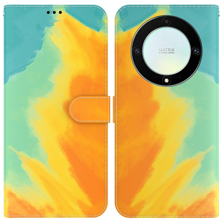 For Honor X9a Watercolor Pattern Flip Leather Phone Case