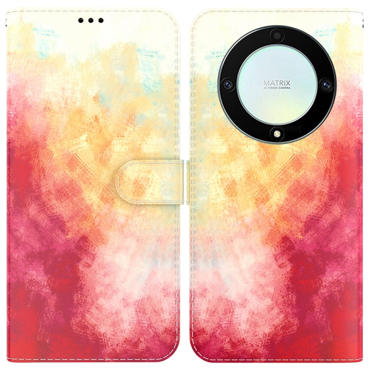 For Honor X9a Watercolor Pattern Flip Leather Phone Case