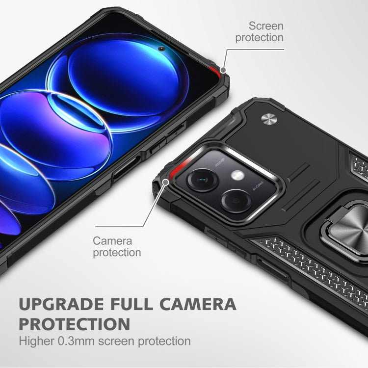 For Xiaomi Redmi Note 12 Magnetic Armor Shockproof TPU + PC Phone Case with Metal Ring Holder