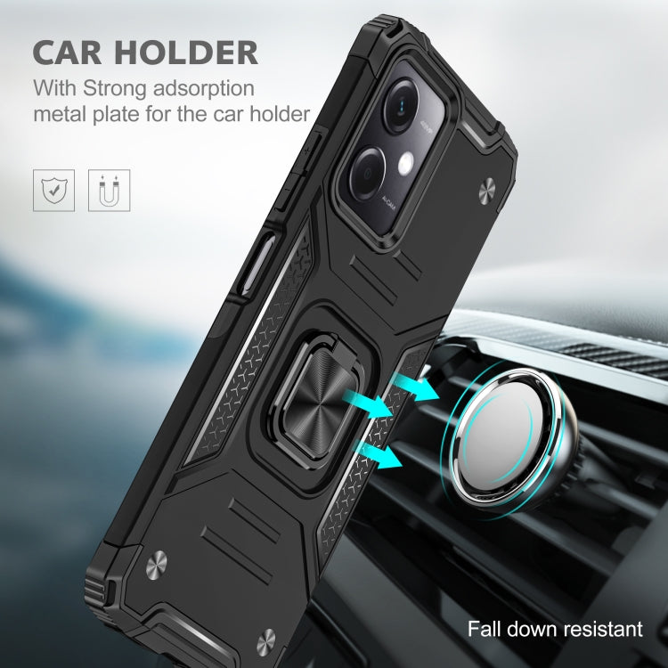 For Xiaomi Redmi Note 12 Magnetic Armor Shockproof TPU + PC Phone Case with Metal Ring Holder