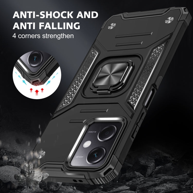 For Xiaomi Redmi Note 12 Magnetic Armor Shockproof TPU + PC Phone Case with Metal Ring Holder