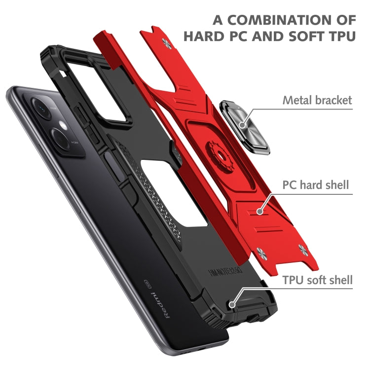 For Xiaomi Redmi Note 12 Magnetic Armor Shockproof TPU + PC Phone Case with Metal Ring Holder