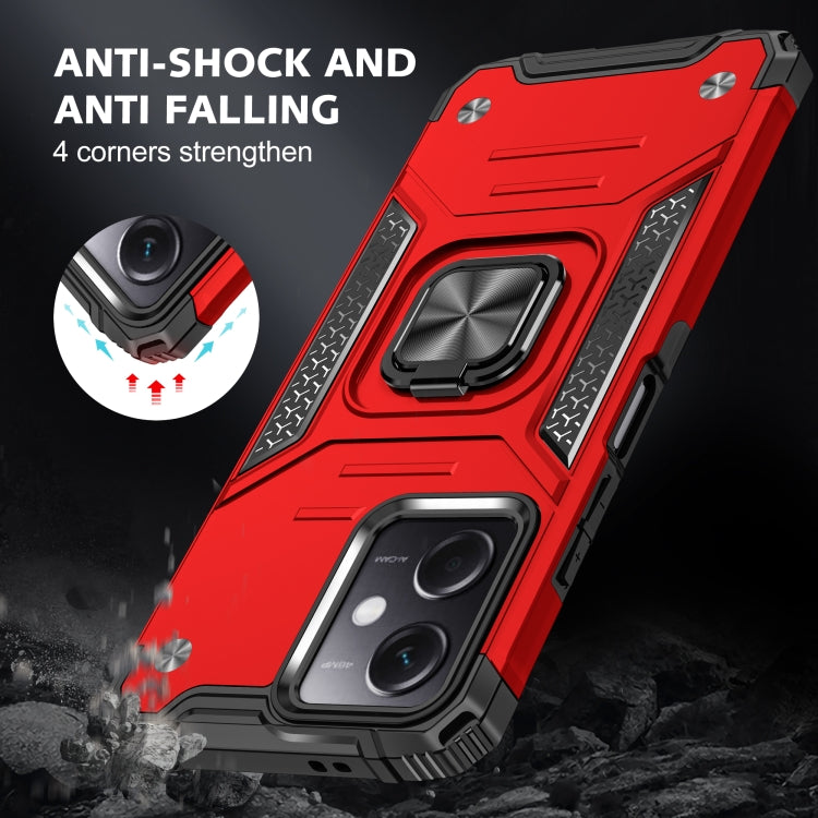 For Xiaomi Redmi Note 12 Magnetic Armor Shockproof TPU + PC Phone Case with Metal Ring Holder