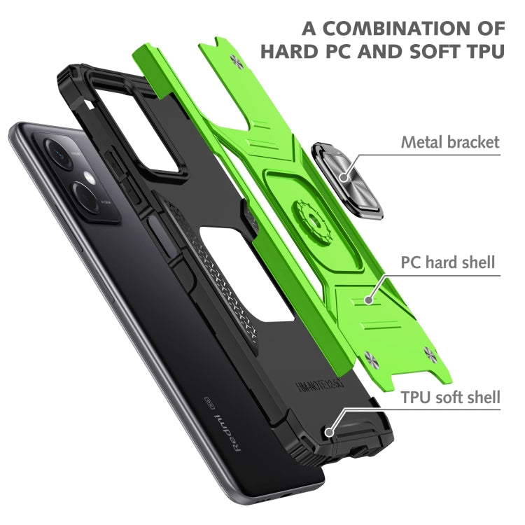 For Xiaomi Redmi Note 12 Magnetic Armor Shockproof TPU + PC Phone Case with Metal Ring Holder