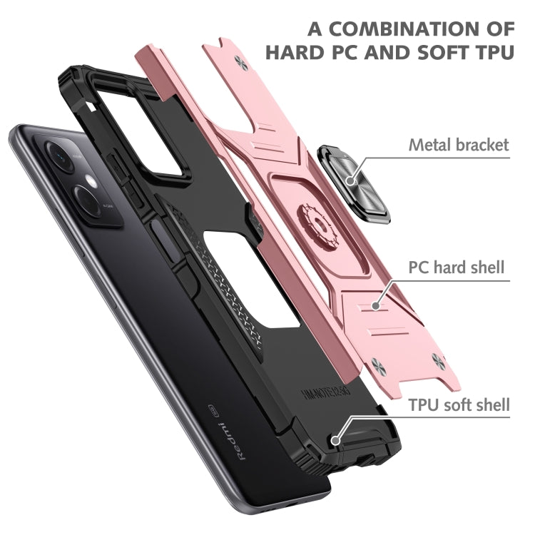 For Xiaomi Redmi Note 12 Magnetic Armor Shockproof TPU + PC Phone Case with Metal Ring Holder