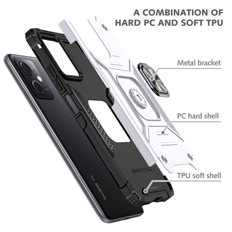 For Xiaomi Redmi Note 12 Magnetic Armor Shockproof TPU + PC Phone Case with Metal Ring Holder