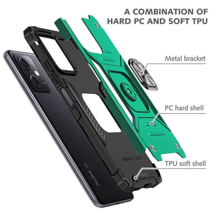 For Xiaomi Redmi Note 12 Magnetic Armor Shockproof TPU + PC Phone Case with Metal Ring Holder