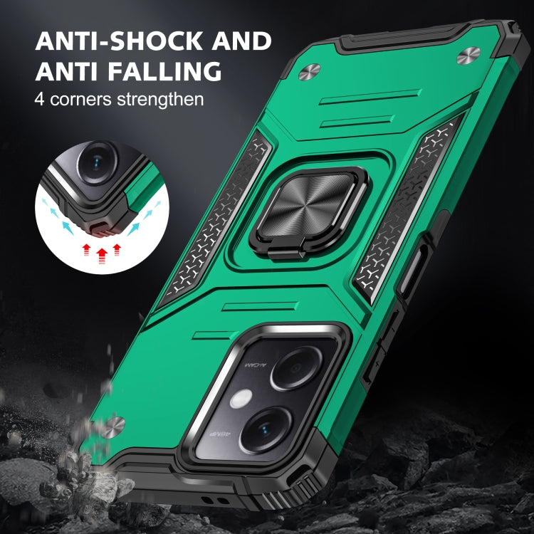 For Xiaomi Redmi Note 12 Magnetic Armor Shockproof TPU + PC Phone Case with Metal Ring Holder