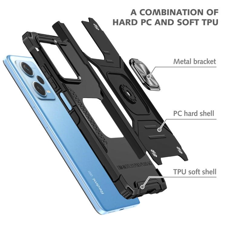 For Xiaomi Redmi Note 12 Pro+ Magnetic Armor Shockproof TPU + PC Phone Case with Metal Ring Holder