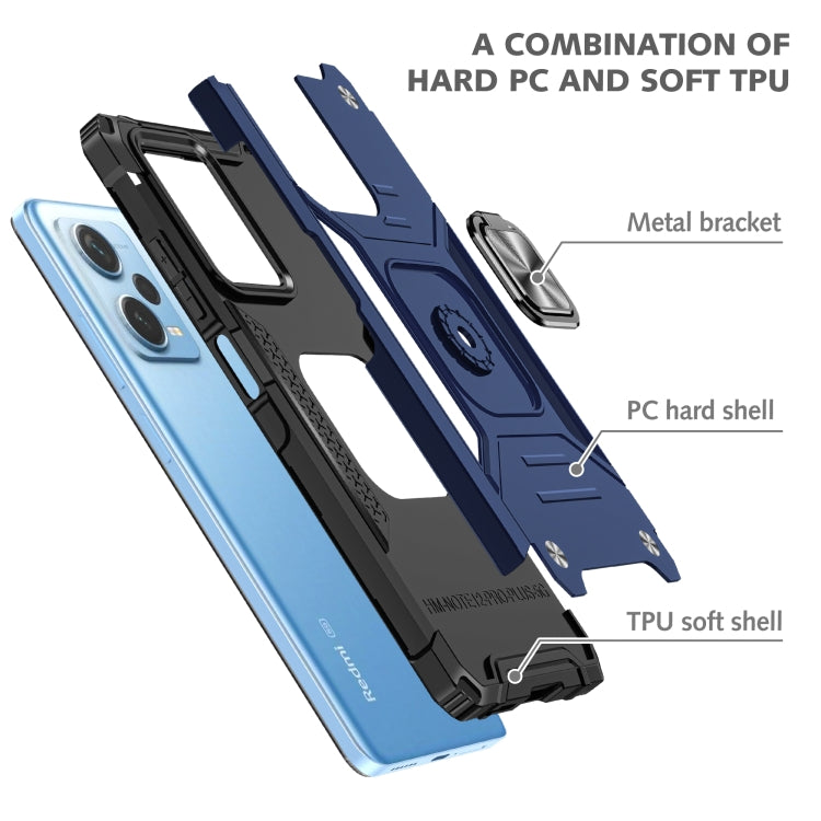 For Xiaomi Redmi Note 12 Pro+ Magnetic Armor Shockproof TPU + PC Phone Case with Metal Ring Holder
