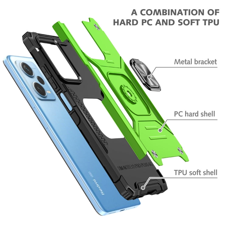 For Xiaomi Redmi Note 12 Pro+ Magnetic Armor Shockproof TPU + PC Phone Case with Metal Ring Holder