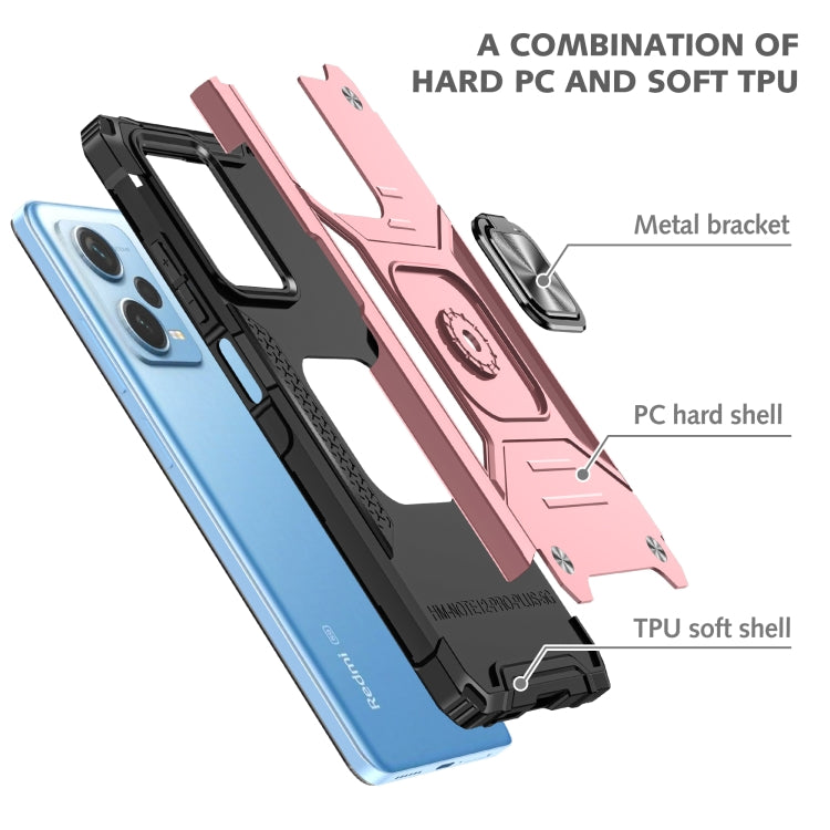 For Xiaomi Redmi Note 12 Pro+ Magnetic Armor Shockproof TPU + PC Phone Case with Metal Ring Holder