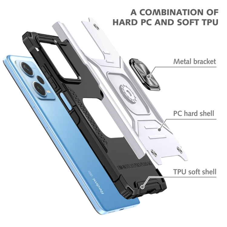 For Xiaomi Redmi Note 12 Pro+ Magnetic Armor Shockproof TPU + PC Phone Case with Metal Ring Holder