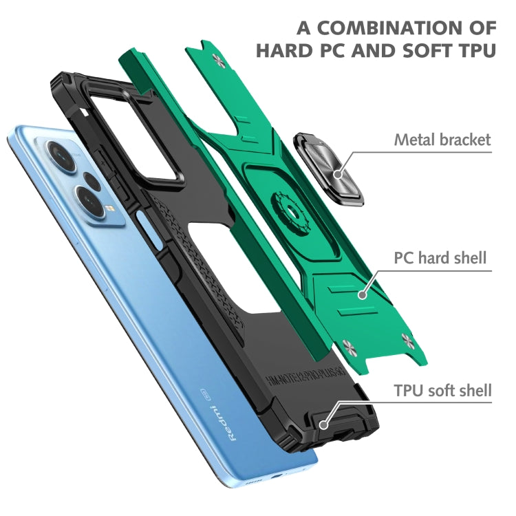 For Xiaomi Redmi Note 12 Pro+ Magnetic Armor Shockproof TPU + PC Phone Case with Metal Ring Holder