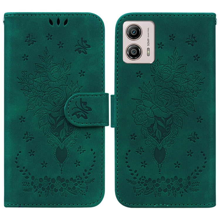 For Motorola Moto G13 / G23 / G53 Butterfly Rose Embossed Leather Phone Case