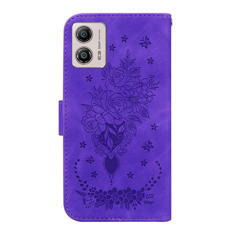 For Motorola Moto G13 / G23 / G53 Butterfly Rose Embossed Leather Phone Case