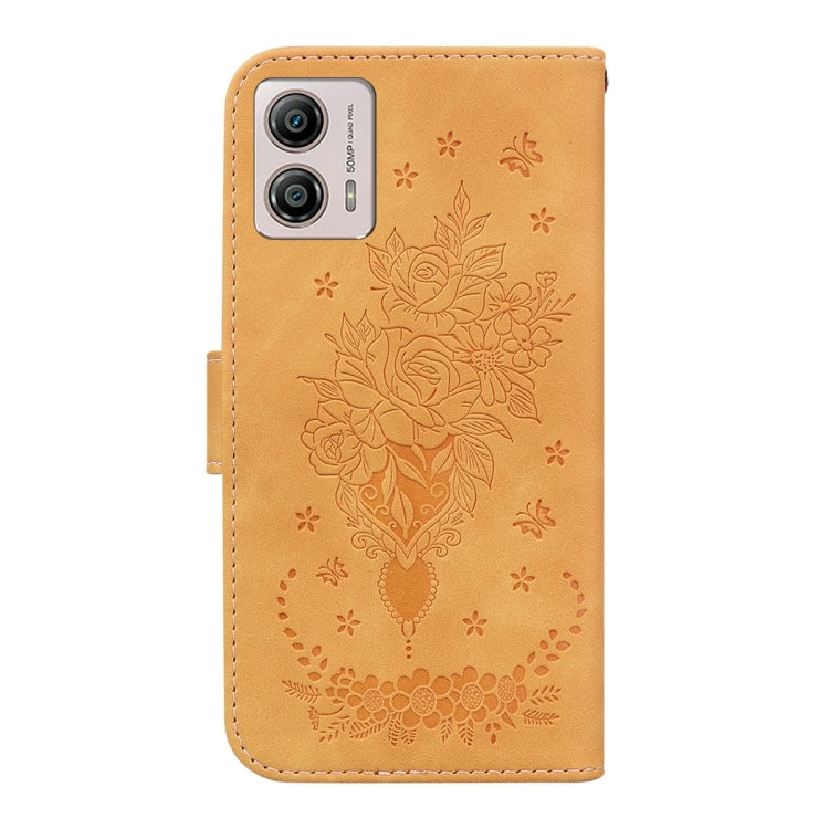 For Motorola Moto G13 / G23 / G53 Butterfly Rose Embossed Leather Phone Case
