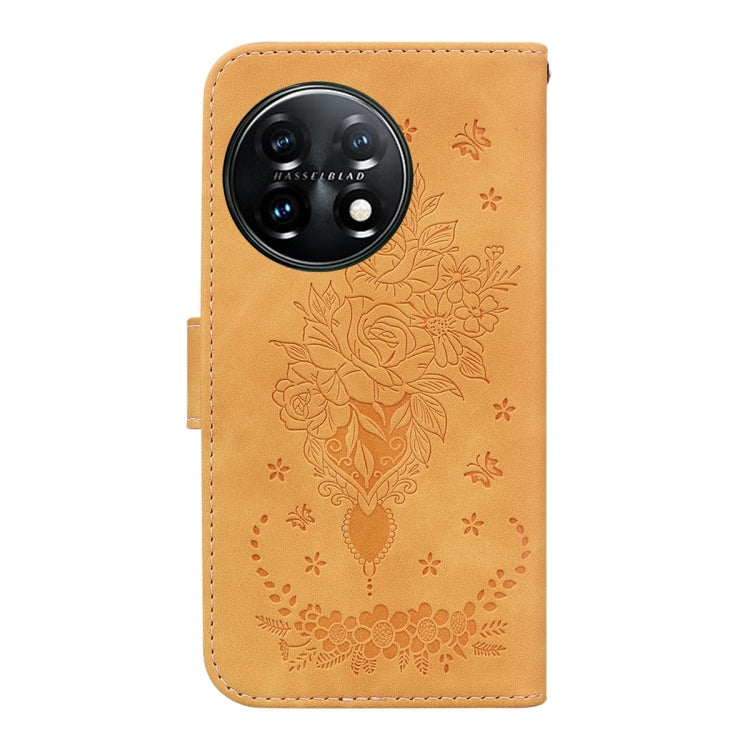 For OnePlus 11 Butterfly Rose Embossed Leather Phone Case