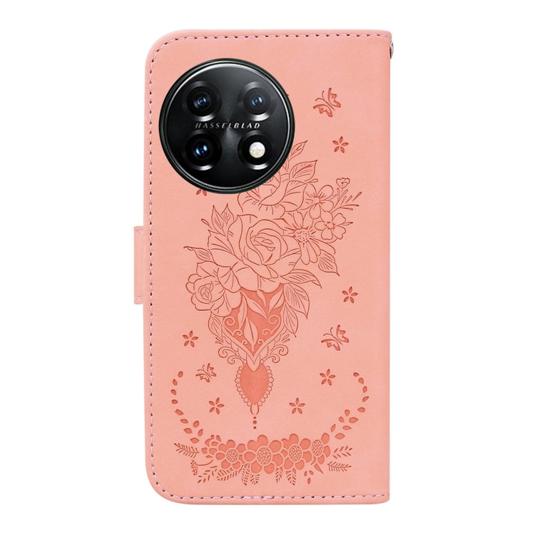 For OnePlus 11 Butterfly Rose Embossed Leather Phone Case