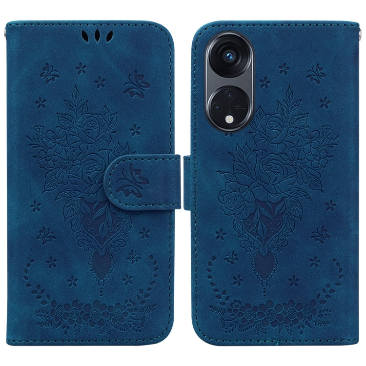 For OPPO Reno8 T 5G / A1 Pro 5G Butterfly Rose Embossed Leather Phone Case