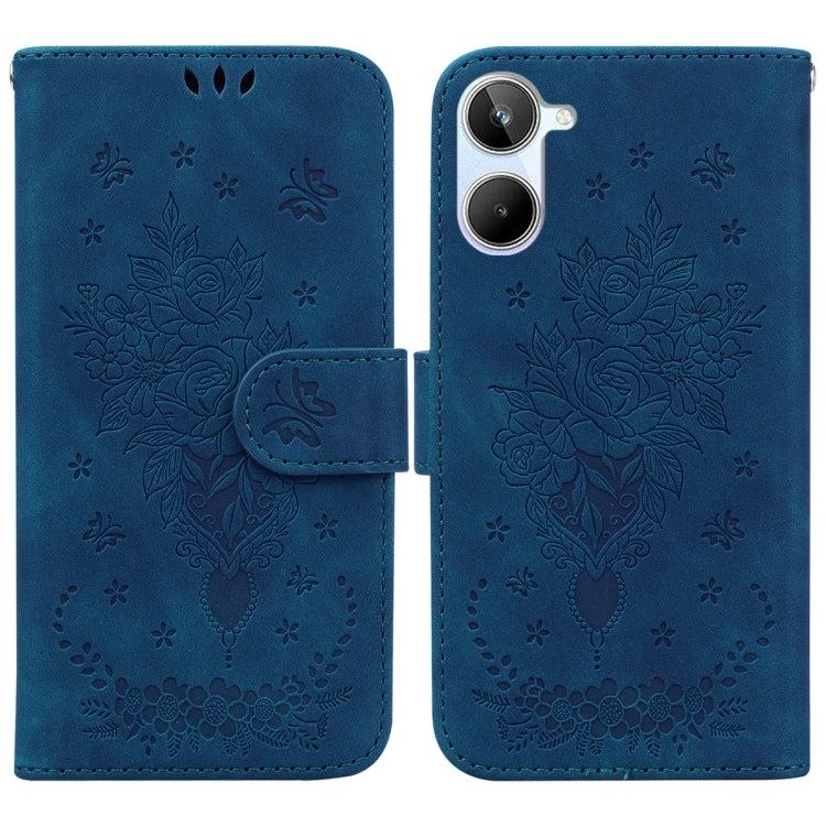 For Realme 10 4G Butterfly Rose Embossed Leather Phone Case