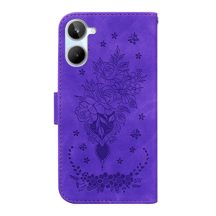 For Realme 10 4G Butterfly Rose Embossed Leather Phone Case