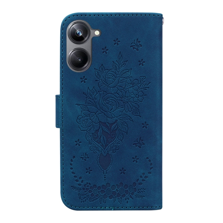For Realme 10 Pro 5G Butterfly Rose Embossed Leather Phone Case