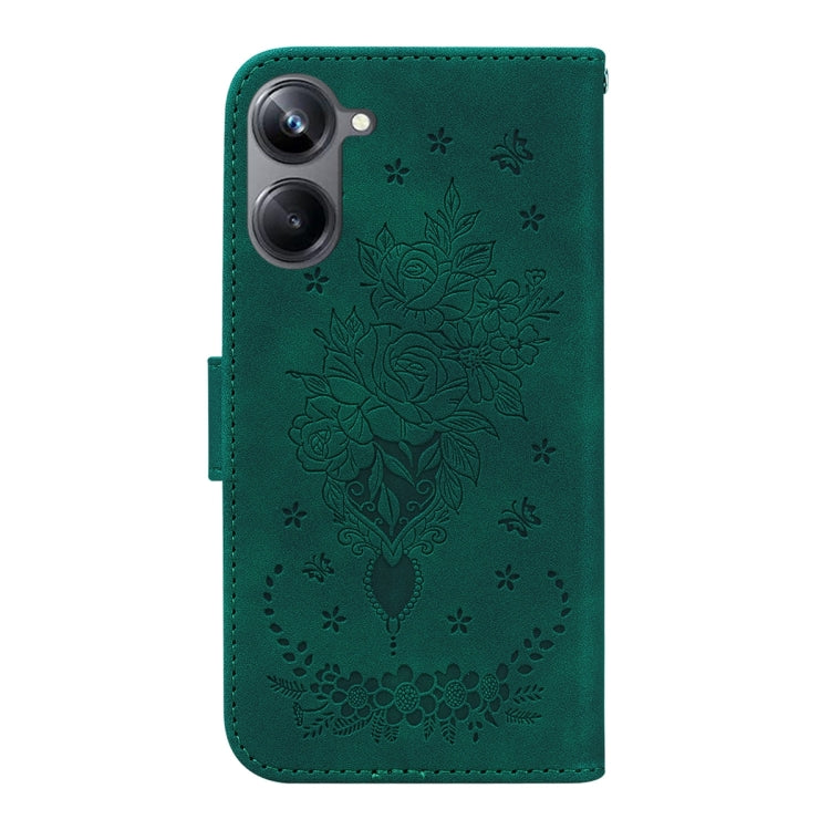 For Realme 10 Pro 5G Butterfly Rose Embossed Leather Phone Case