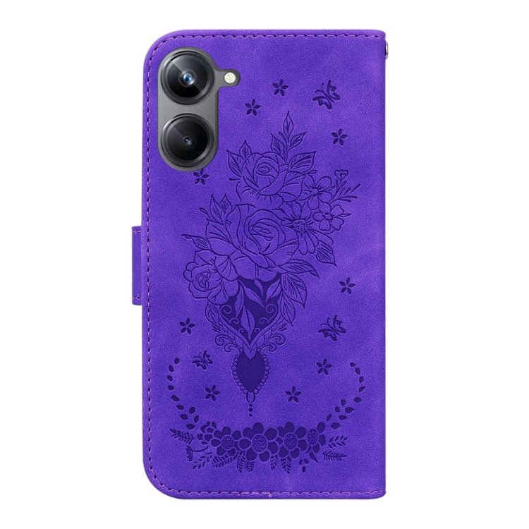 For Realme 10 Pro 5G Butterfly Rose Embossed Leather Phone Case
